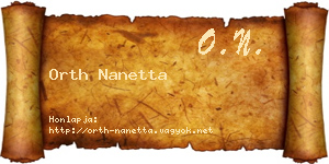 Orth Nanetta névjegykártya